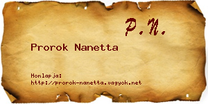 Prorok Nanetta névjegykártya